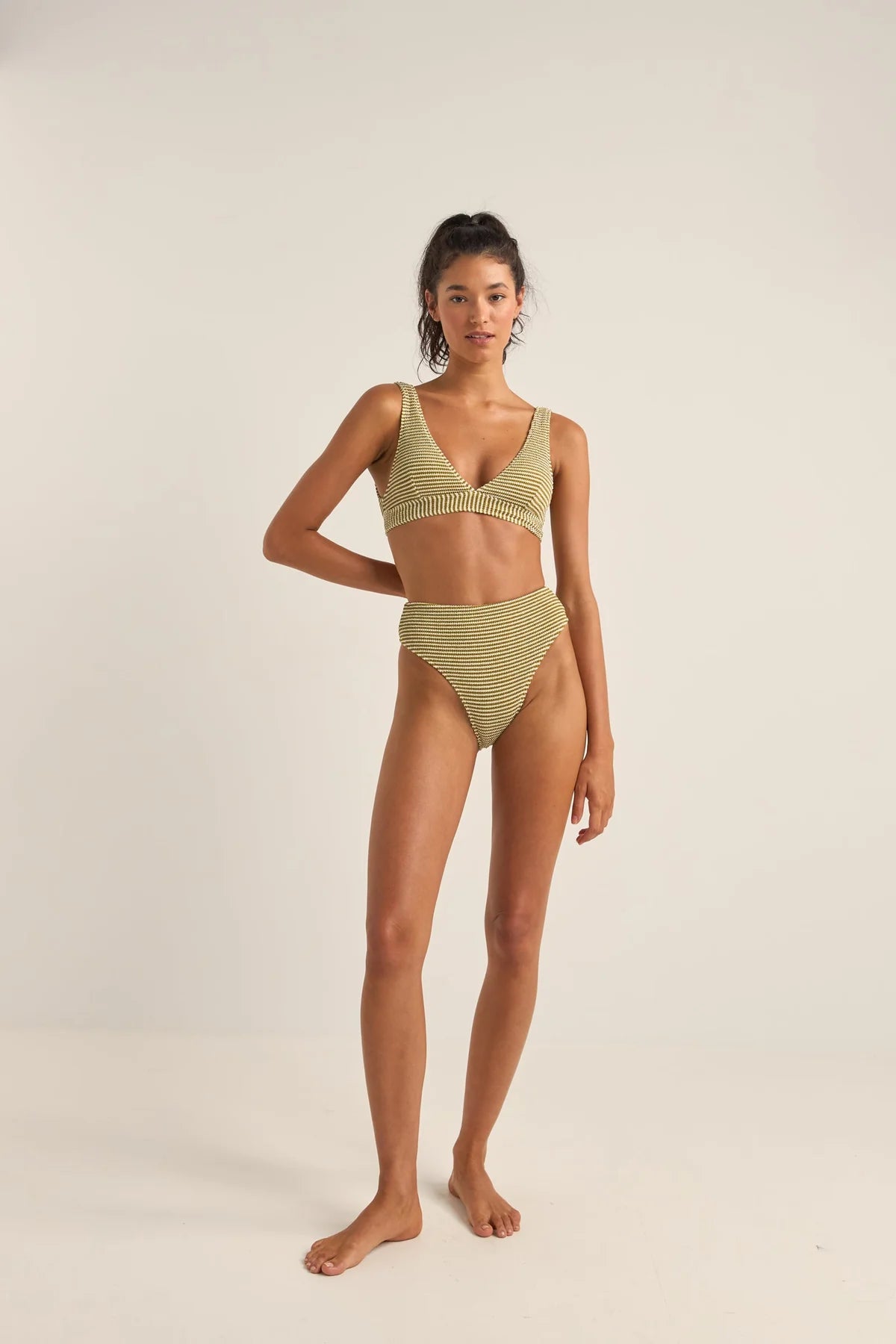 Cove Stripe Hi Waist Pant in Olive