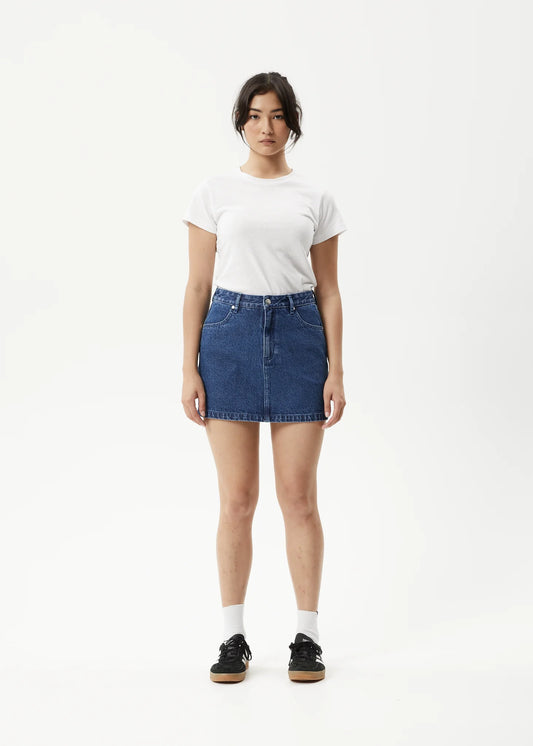 Georgia Hemp Denim Skirt in Authentic Blue