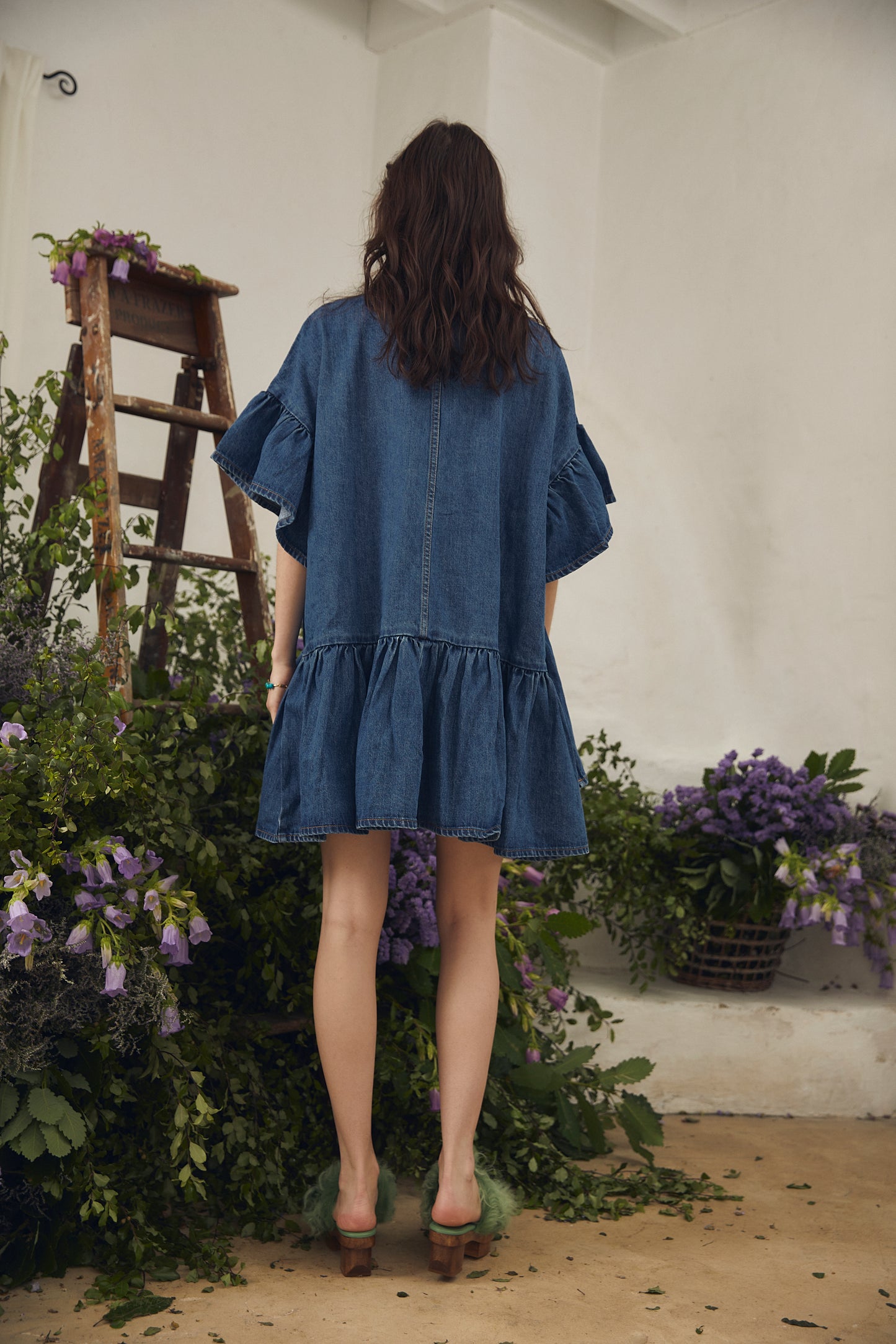 Genoa Mini Dress in Mid Blue Denim