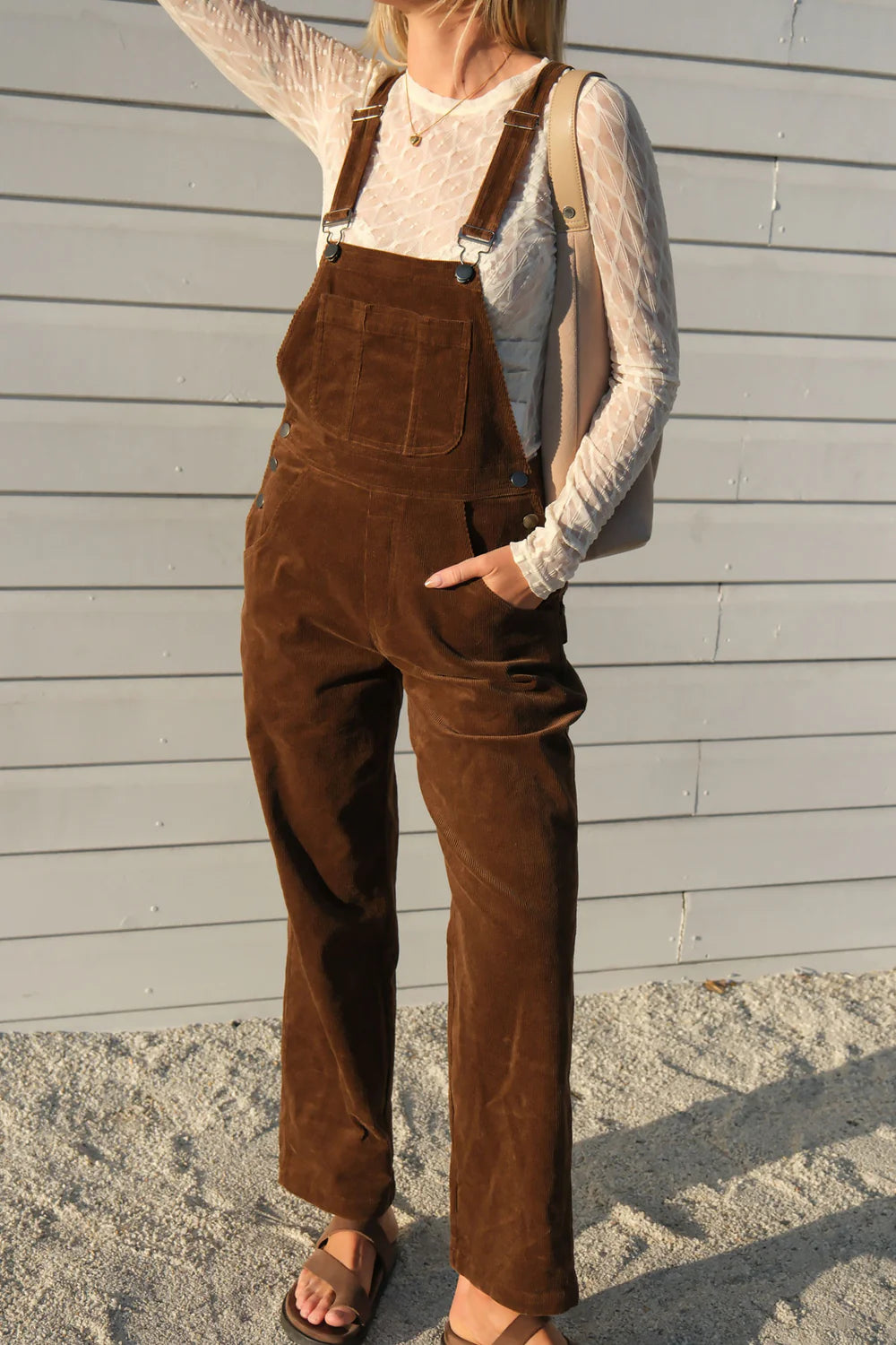 Cord Overalls in Chocolate