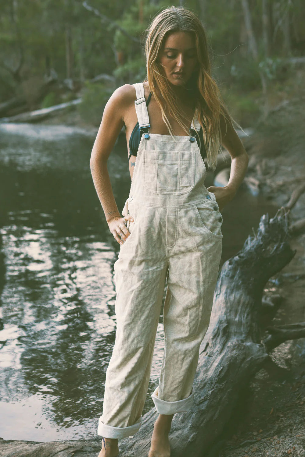 Cord Overalls in Cream