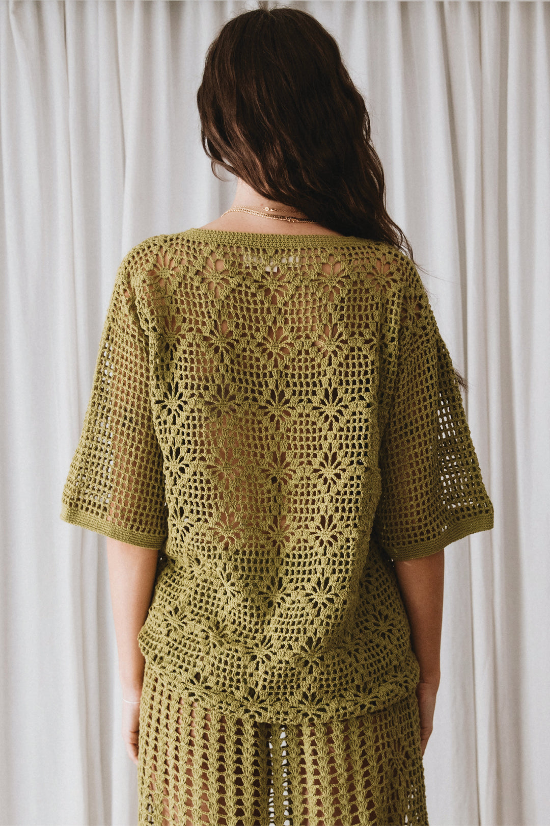 Maggie Crochet Shirt - Olive