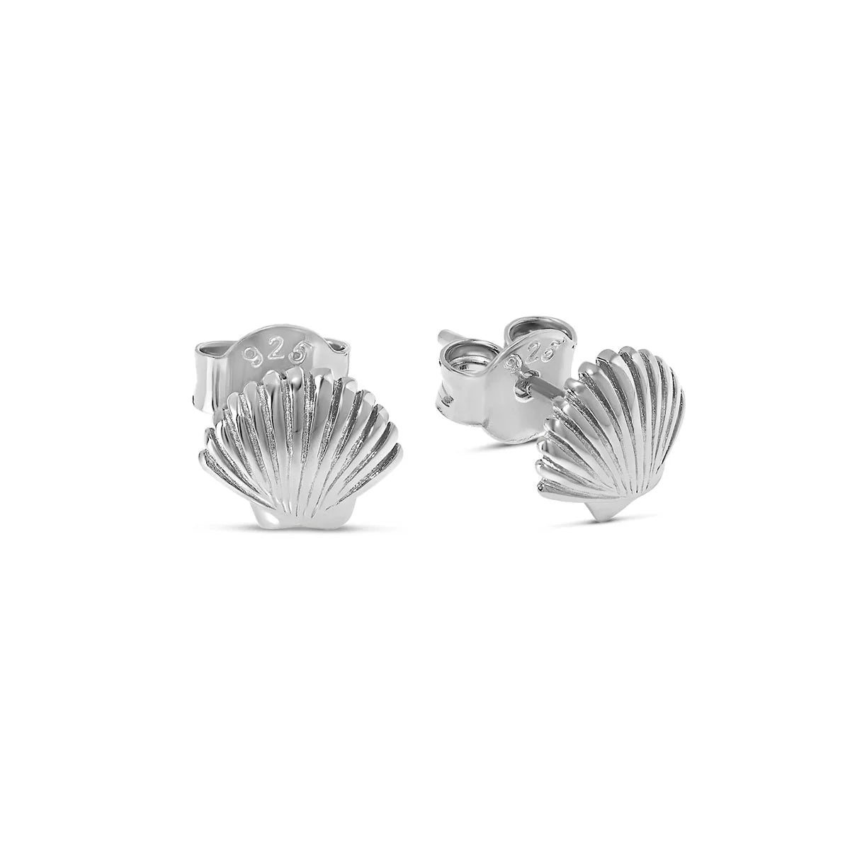 Dainty Seashell Studs in Sterling Silver