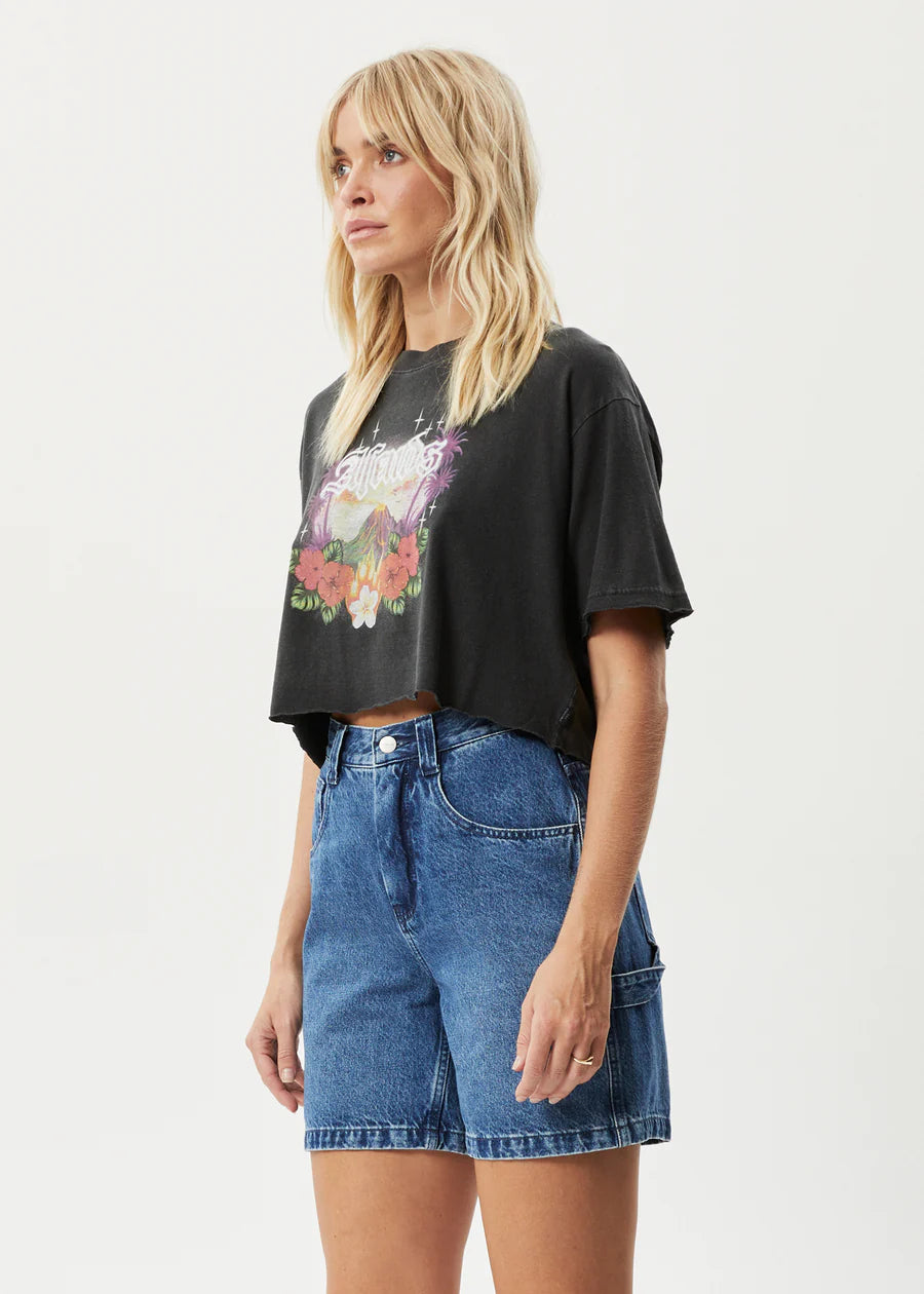 Holiday - Slay Cropped T-Shirt in Stone Black