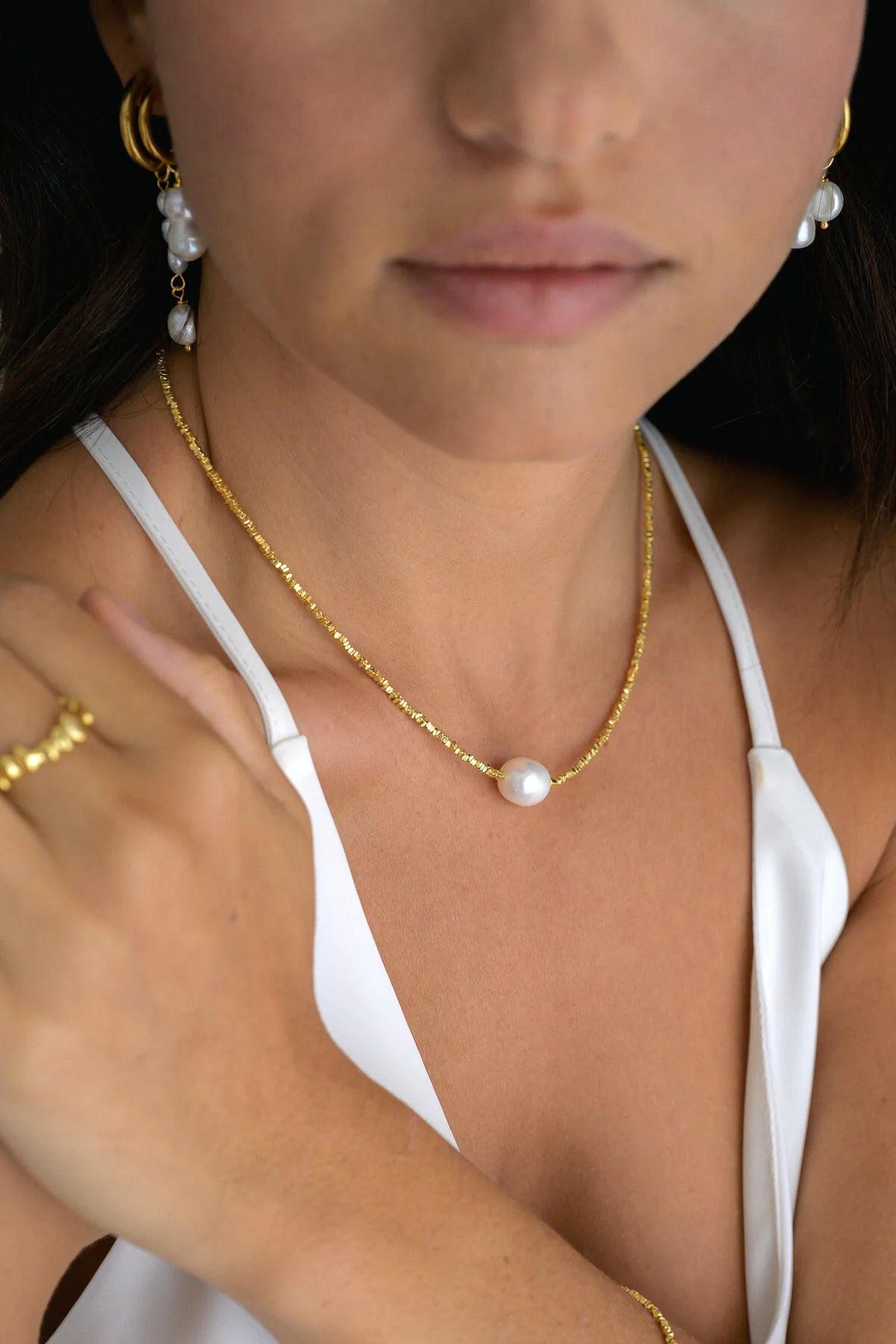 Tahiti Ocean Pearl S925 Gold Plated Sterling Silver Necklace