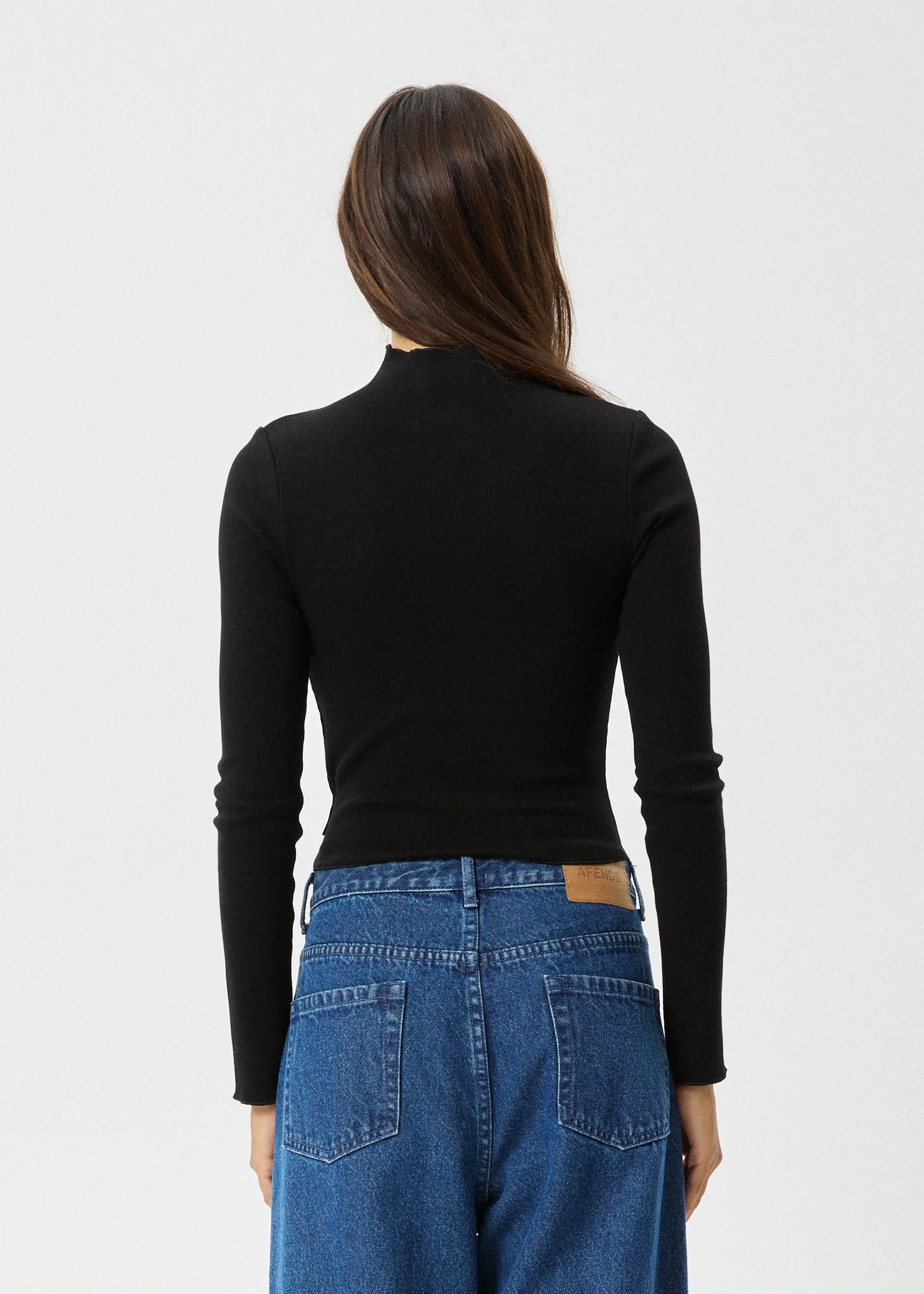 Iconic Organic Long Sleeve Rib Top in Black