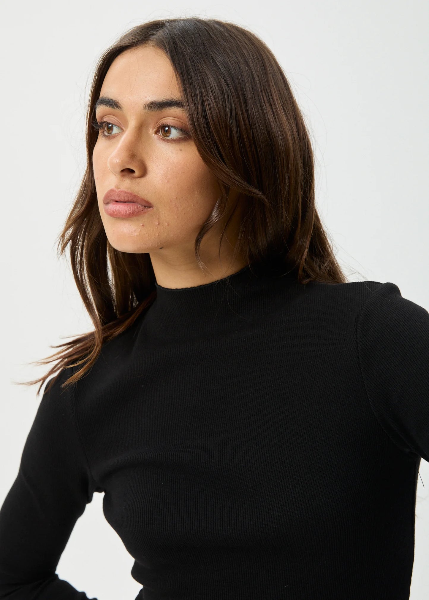 Iconic Organic Long Sleeve Rib Top in Black