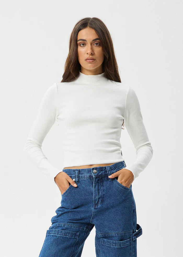 Iconic Organic Long Sleeve Rib Top in White