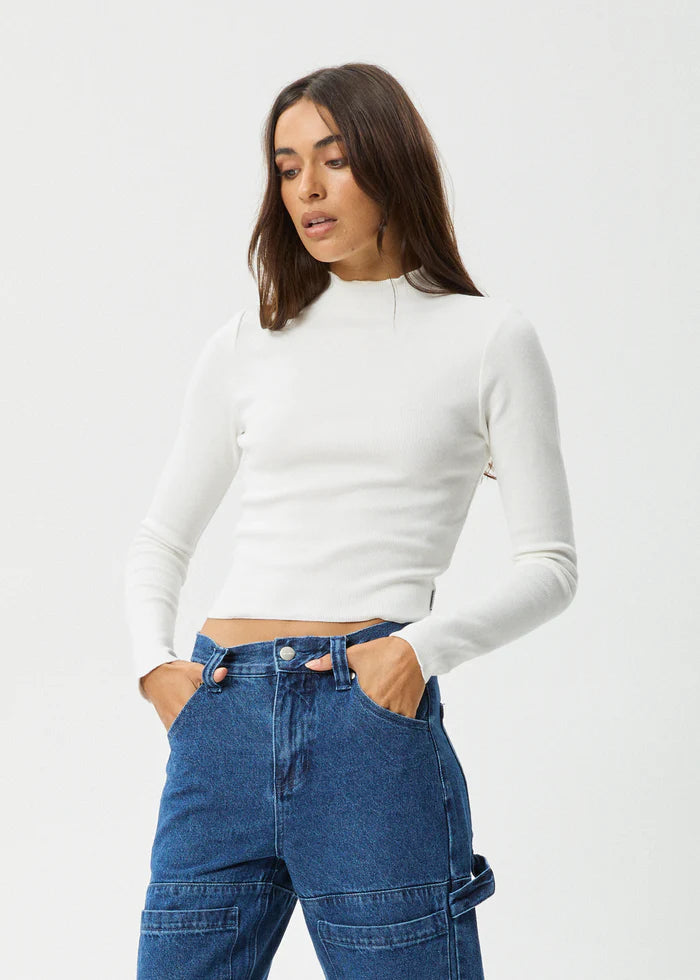 Iconic Organic Long Sleeve Rib Top in White