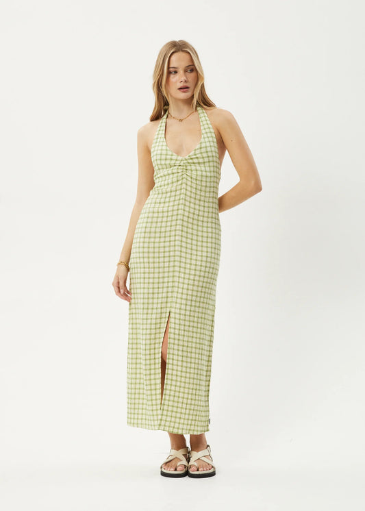 Darcy Check Maxi Dress in Lemongrass