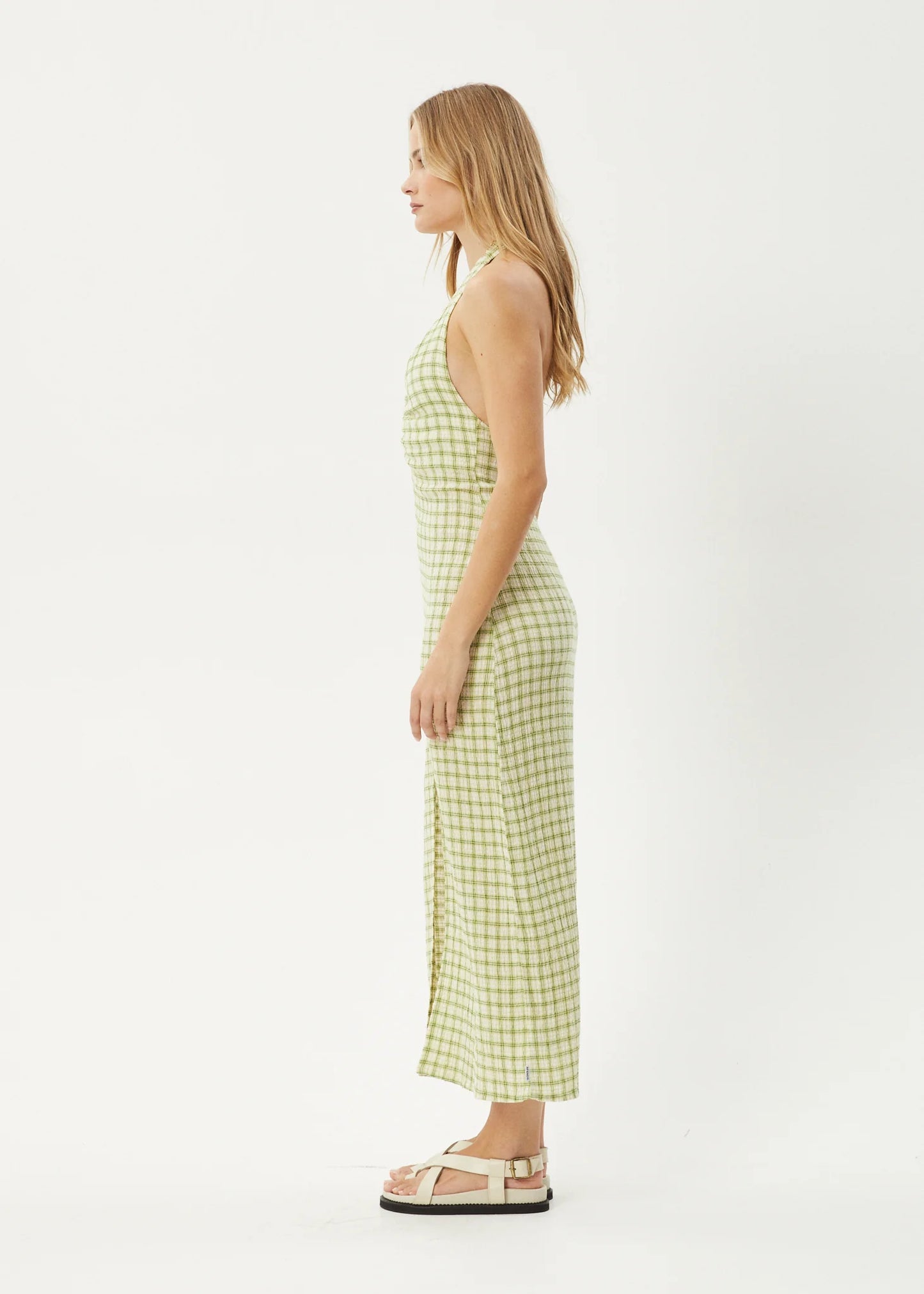 Darcy Check Maxi Dress in Lemongrass