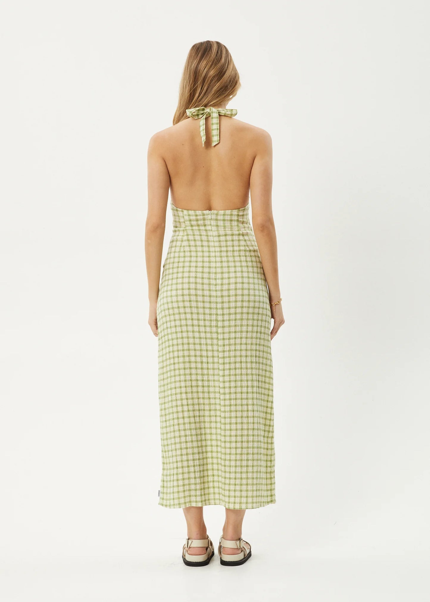 Darcy Check Maxi Dress in Lemongrass