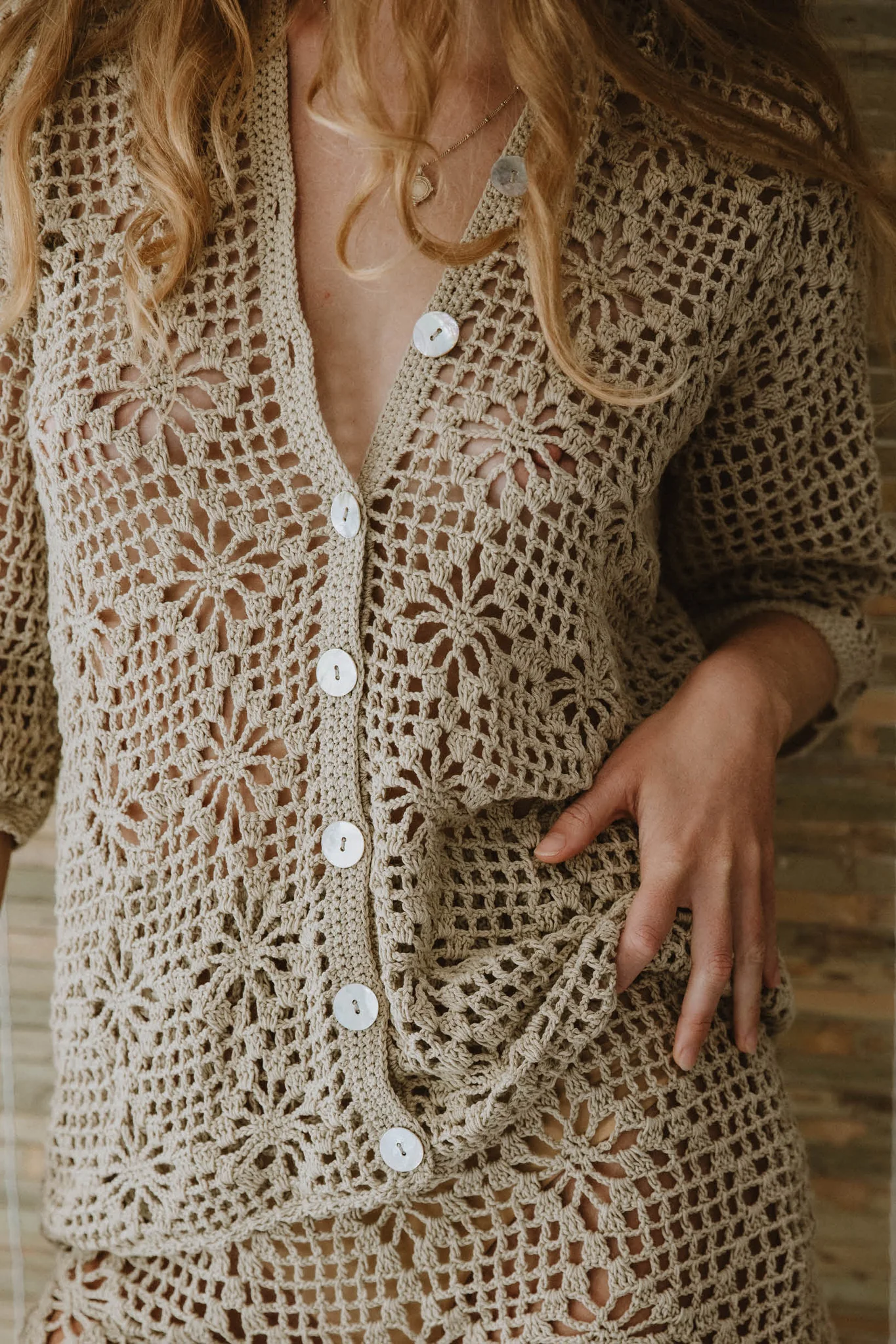 Maggie Crochet Shirt - Fawn