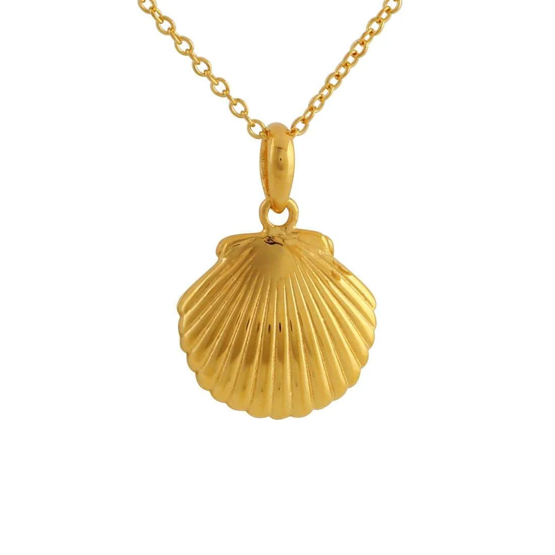 Seashell Locket Necklace Gold