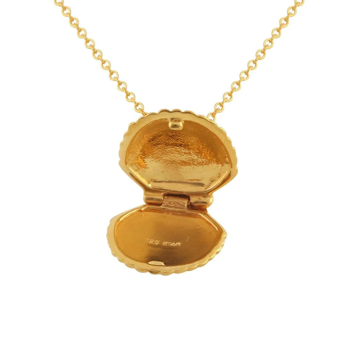 Seashell Locket Necklace Gold