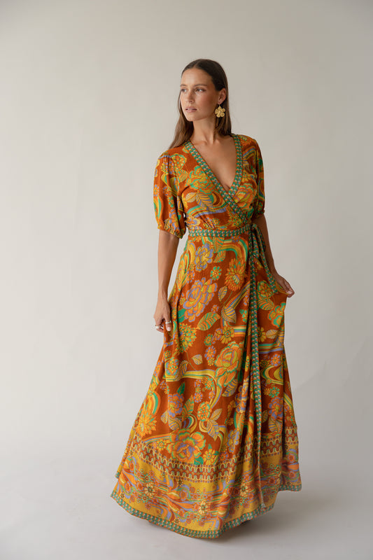 Dawn Wrap Dress in Harvest