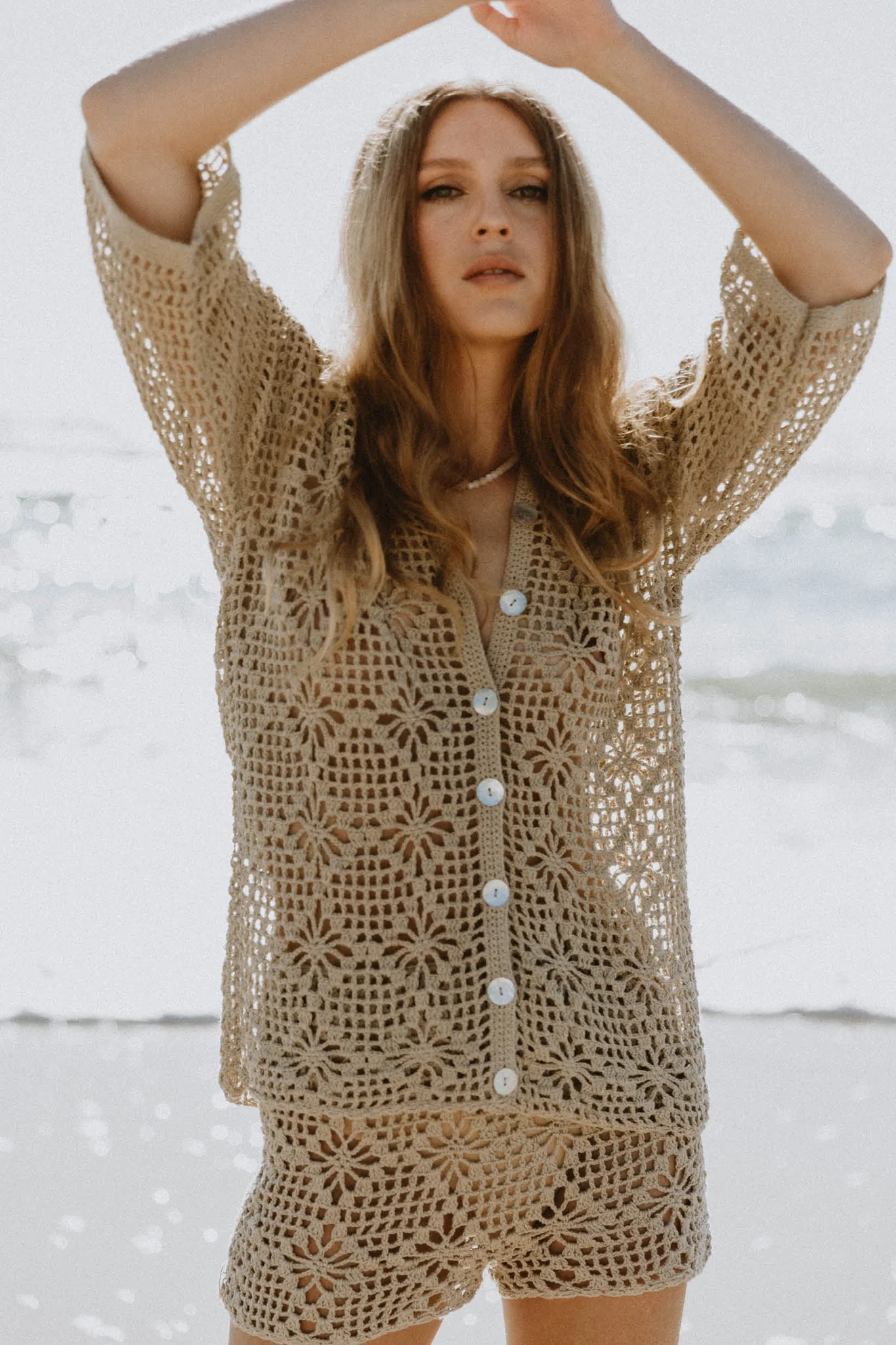 Maggie Crochet Shirt - Fawn